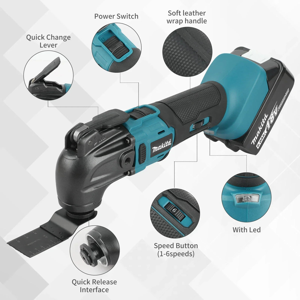 Makita DTM51 18V Cordless Oscillating Multi-Tool | 6-Speed Quick-Release Tool (Bare Tool)
