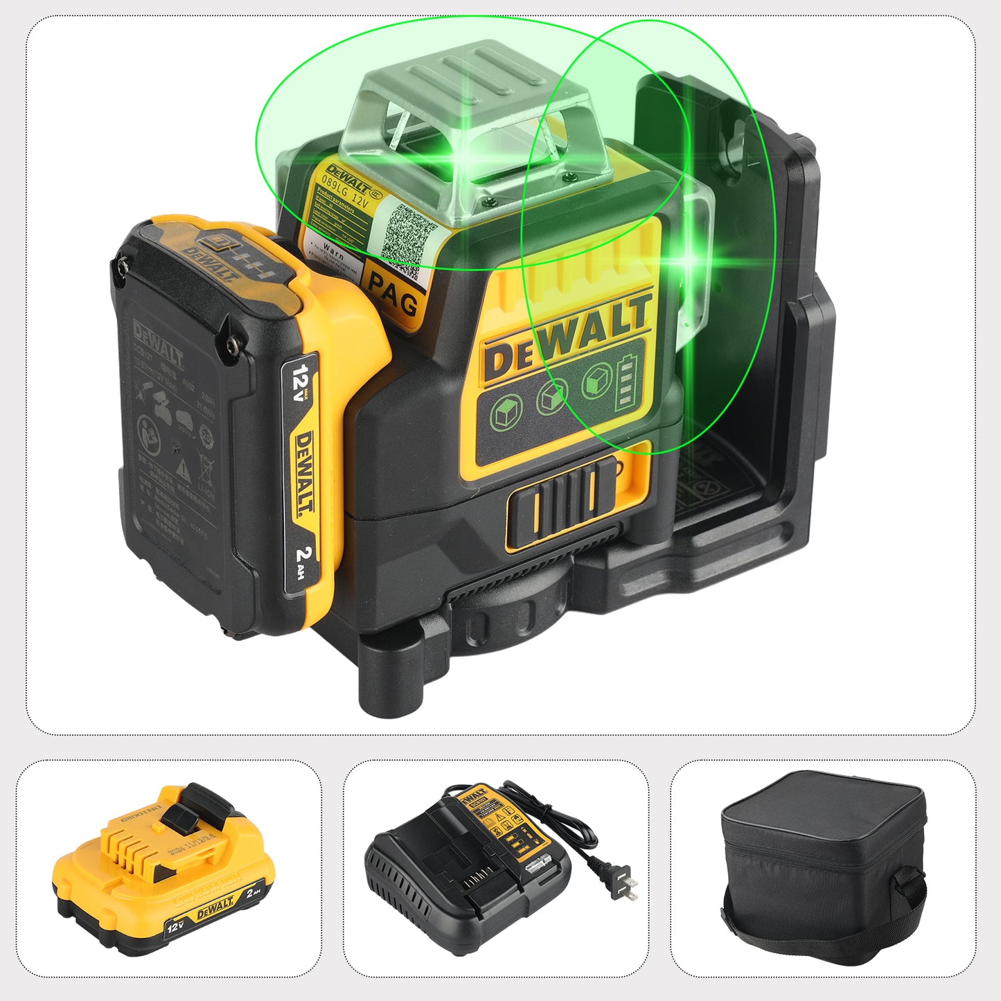 DeWalt DW089LG 12V Green Line 3 x 360 Laser Level Laser Tool ( battery + Charger )