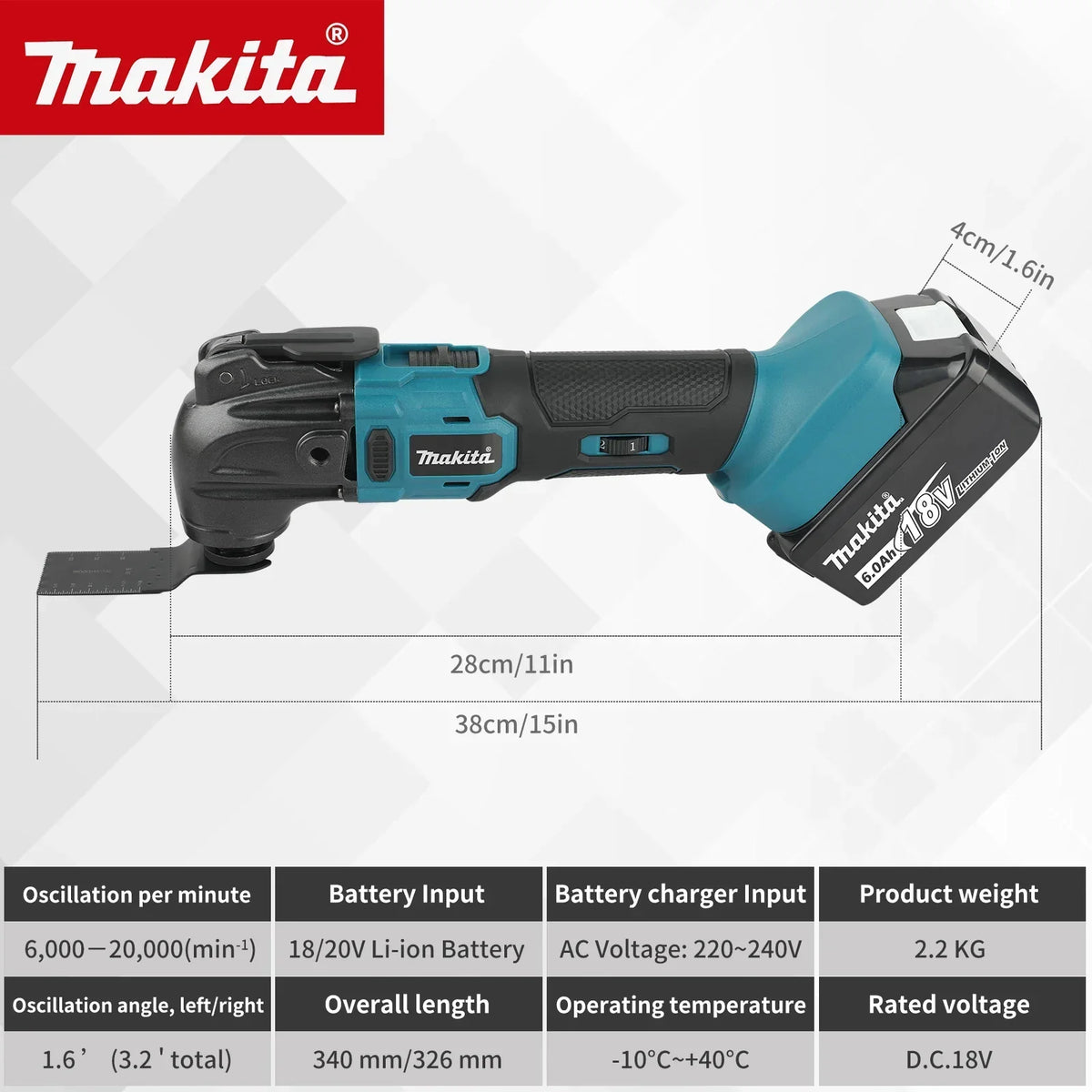 Makita DTM51 18V Cordless Oscillating Multi-Tool | 6-Speed Quick-Release Tool (Bare Tool)