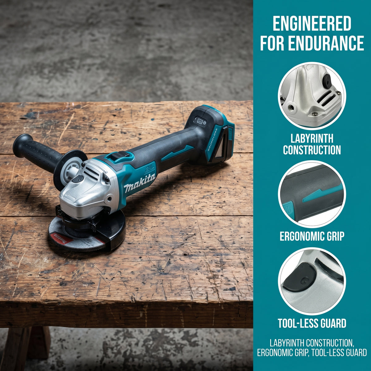 Makita DGA404 18V Cordless Brushless Angle Grinder – Bare Tool