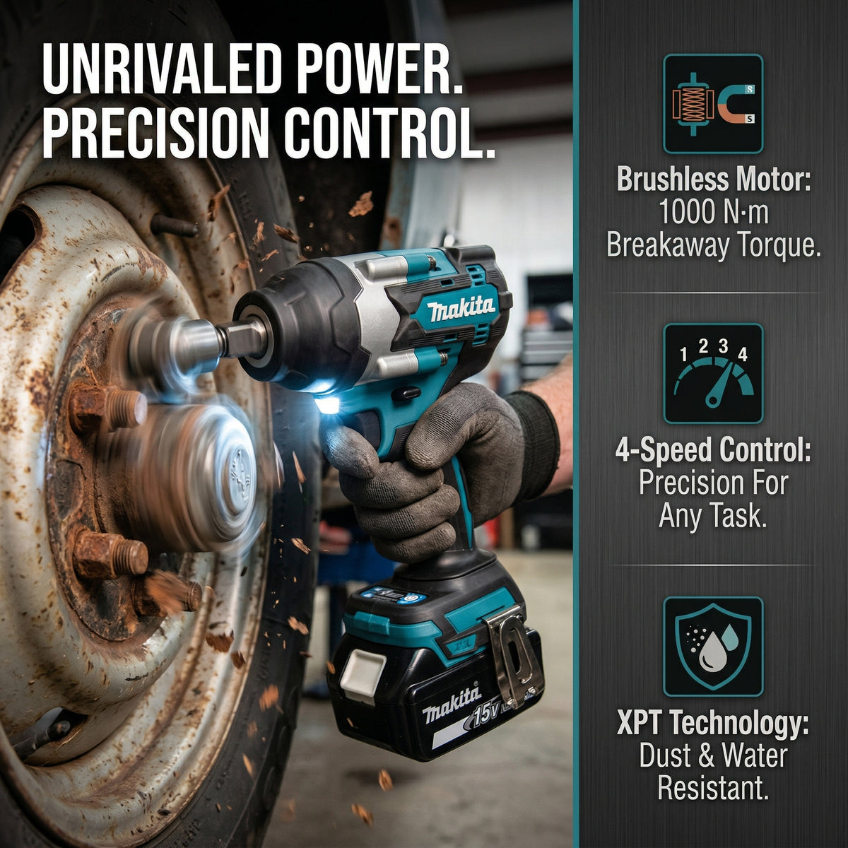 Makita DTW700 18V Brushless Impact Wrench | 700N·m Heavy Duty 1/2" Cordless Tool (Bare Tool)