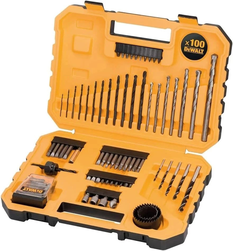 DeWALT Drill Bit Set 100 Piece Combination Holesaw Masonry HSS Drill Socket Case