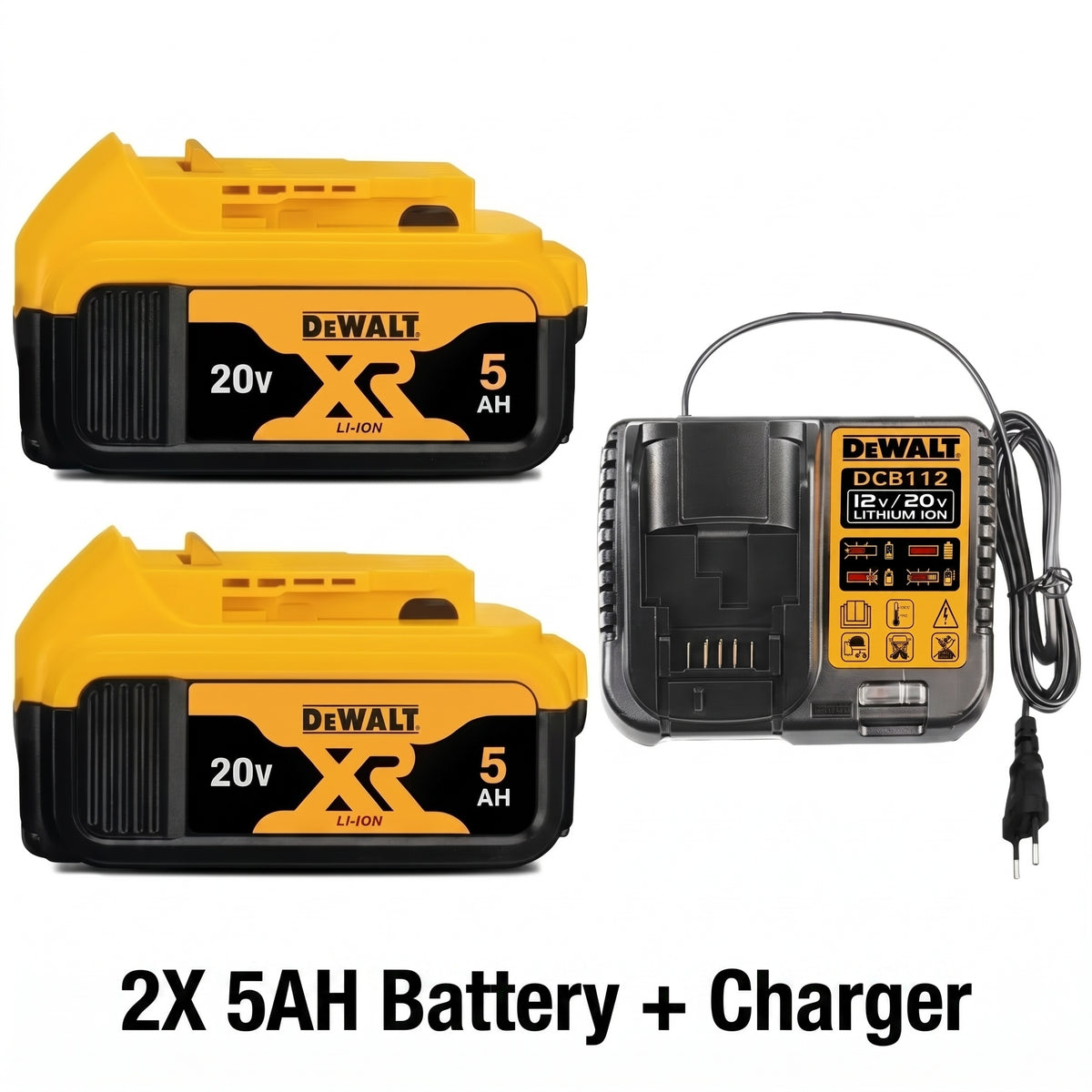 DeWalt 20V MAX 2x 5.0Ah Batteries &  Fast Charger Kit