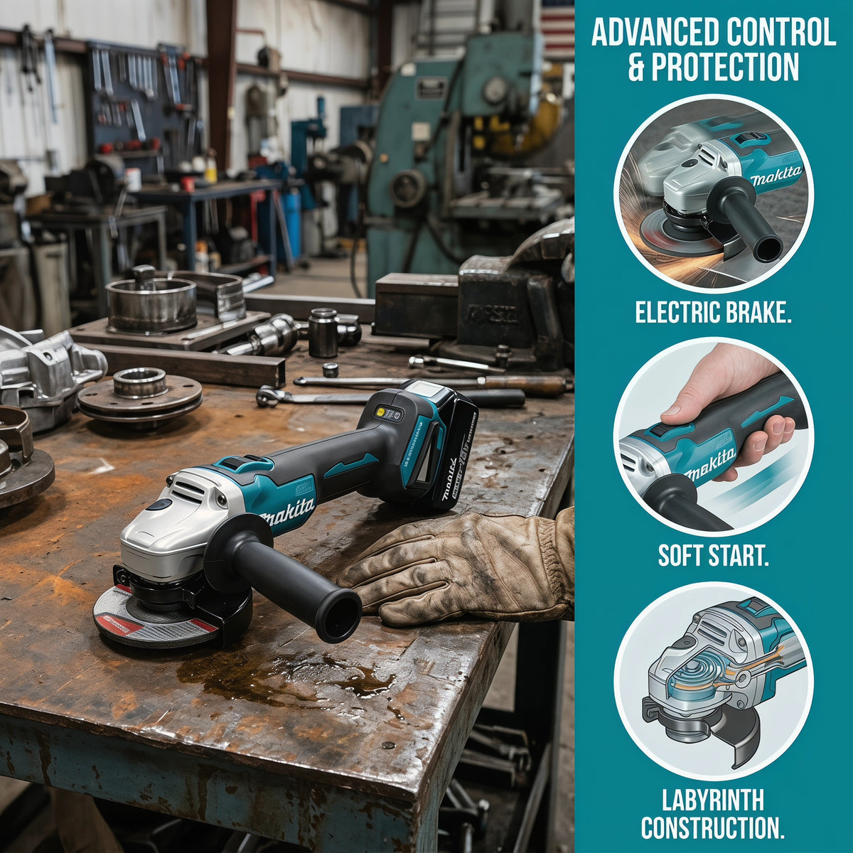 Makita DGA404 18V Cordless Brushless Angle Grinder – Bare Tool