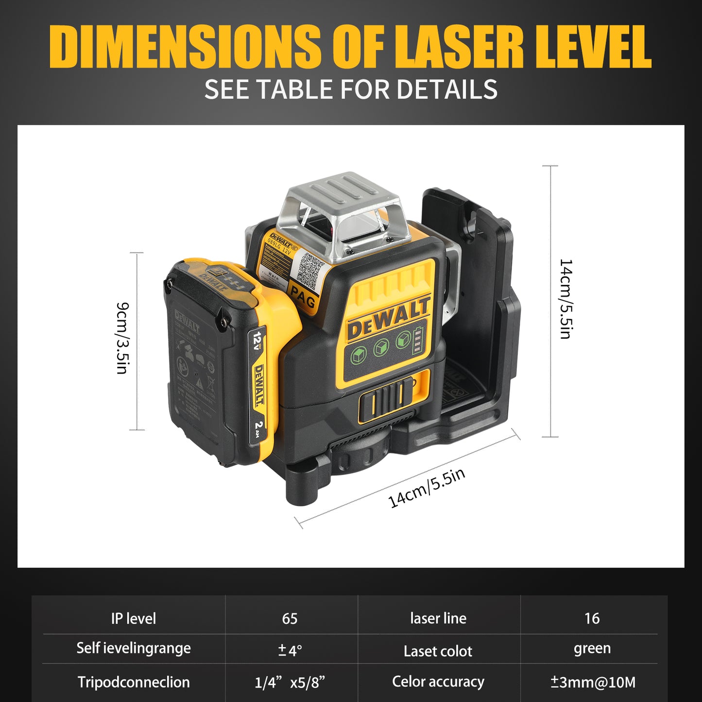 DeWalt DW089LG 12V Green Line 3 x 360 Laser Level Laser Tool ( battery + Charger )