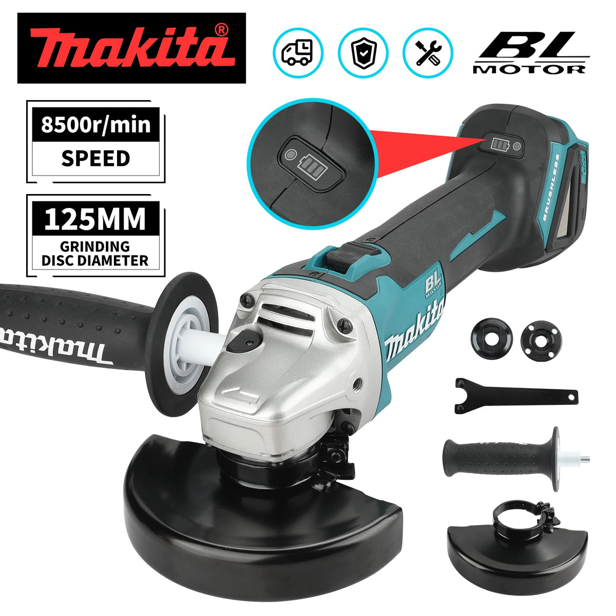 Makita 18V Cordless Angle Grinder & Cutting Machine | 680W Heavy Duty Tool with 6.0Ah Battery