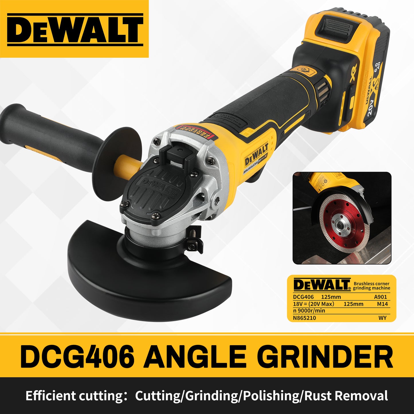 DeWalt DCG405 18V XR Brushless 125mm Angle Grinder (Body Only)