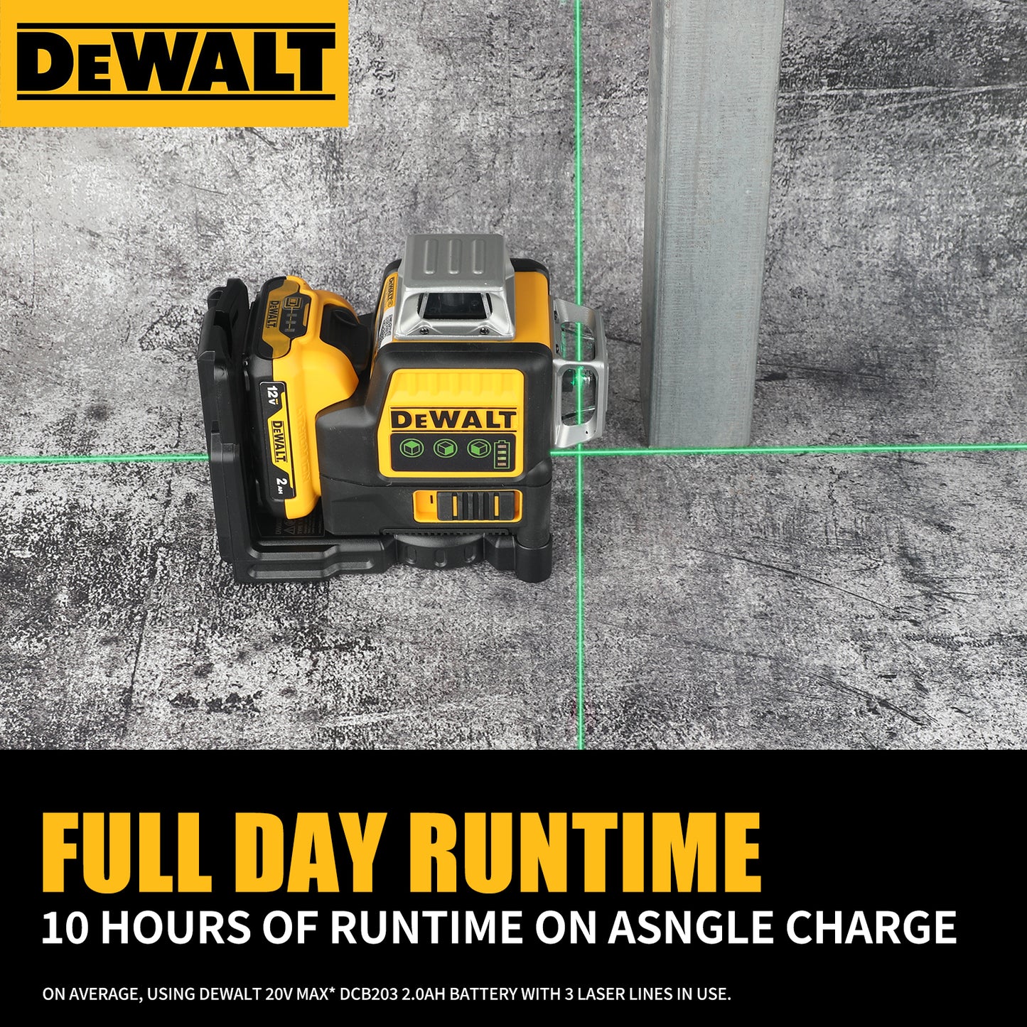 DeWalt DW089LG 12V Green Line 3 x 360 Laser Level Laser Tool ( battery + Charger )