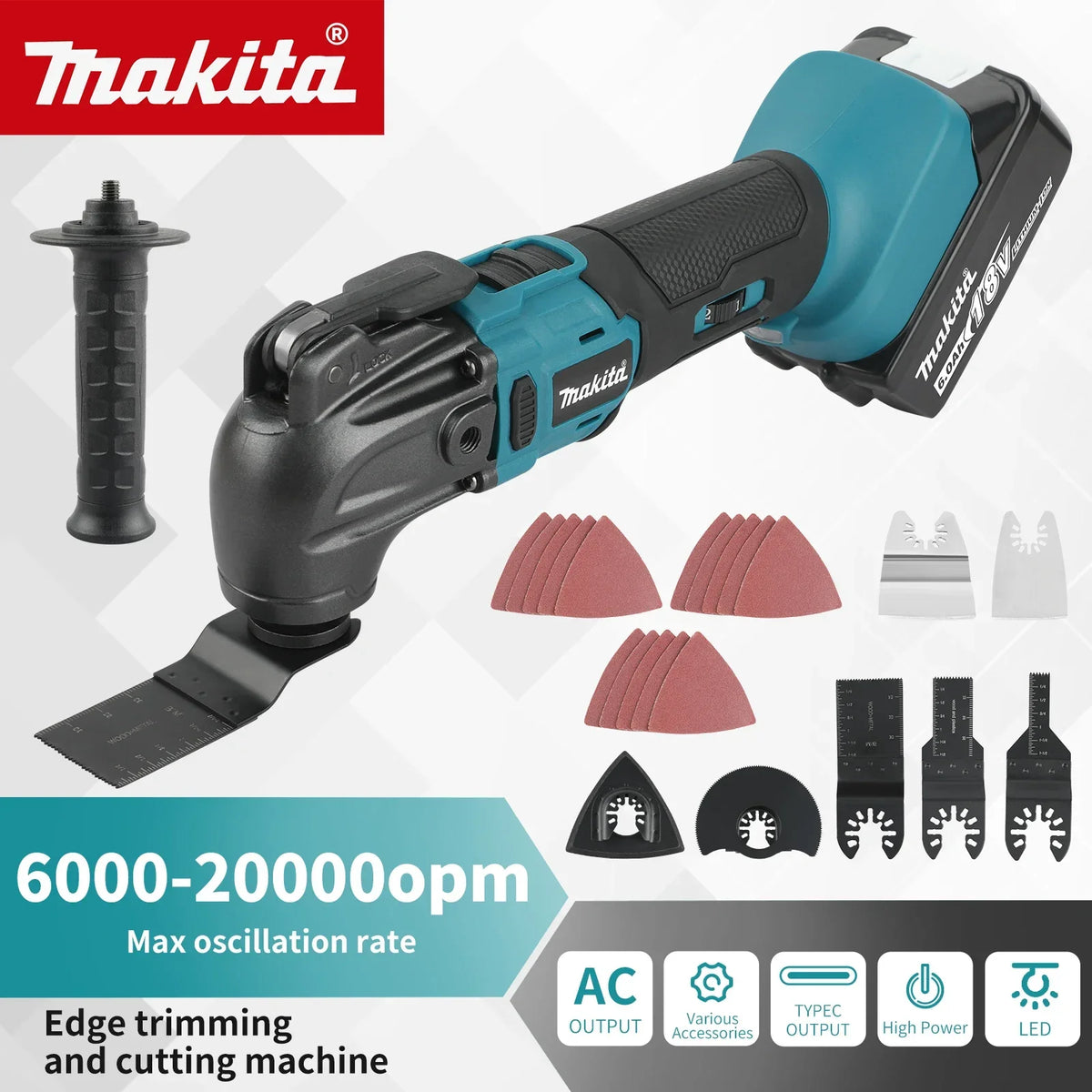 Makita DTM51 18V Cordless Oscillating Multi-Tool | 6-Speed Quick-Release Tool (Bare Tool)