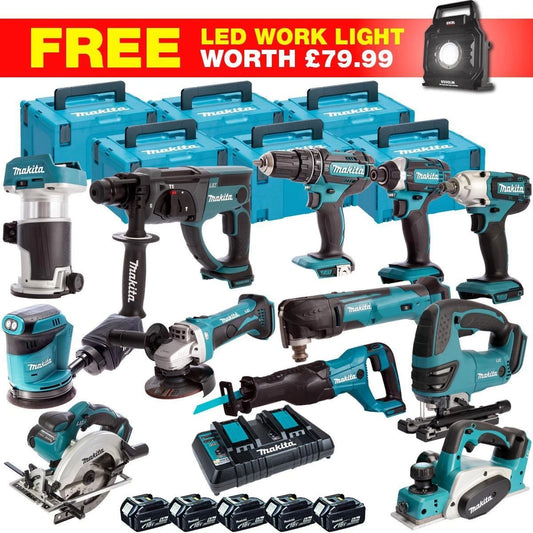 Makita 18V 13 Piece Combo Tool Kit with 5 x 5.0Ah Battery & Charger T4TKIT-27799